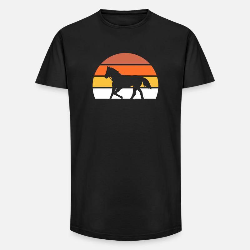 Pferd Retro - Long Fit Männer T-Shirt - Schwarz