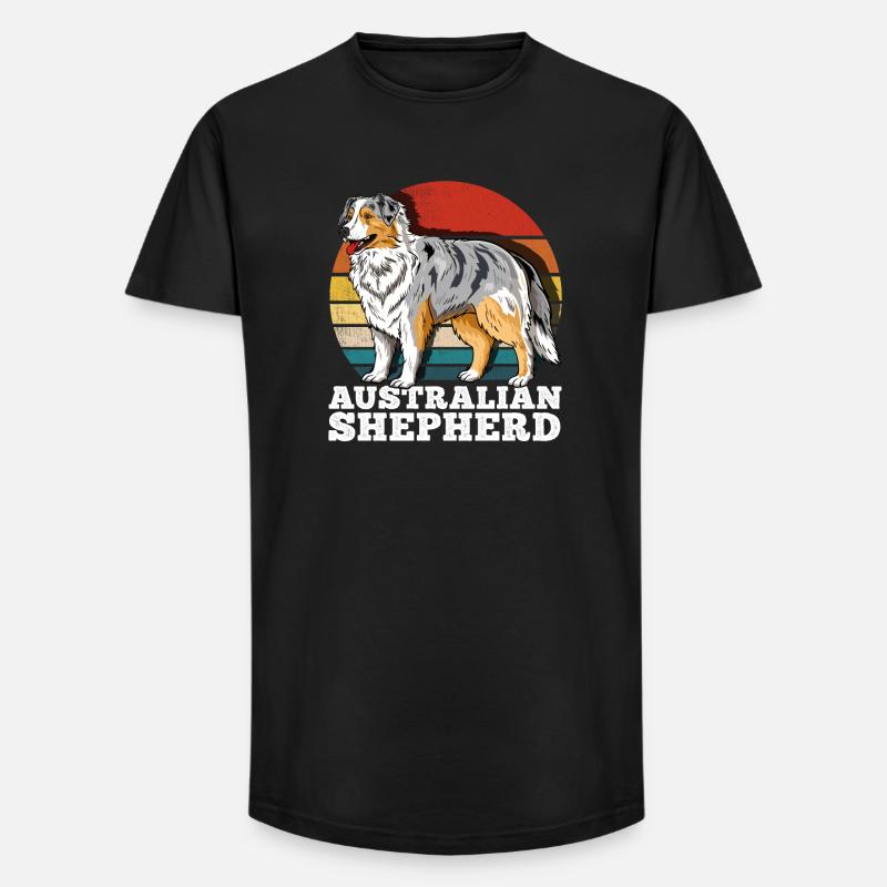 Australian Shepherd Aussie Retro - Long Fit Men's T-Shirt - black