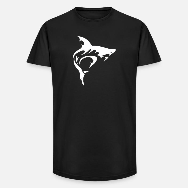 SHARK - Long Fit Männer T-Shirt - Schwarz
