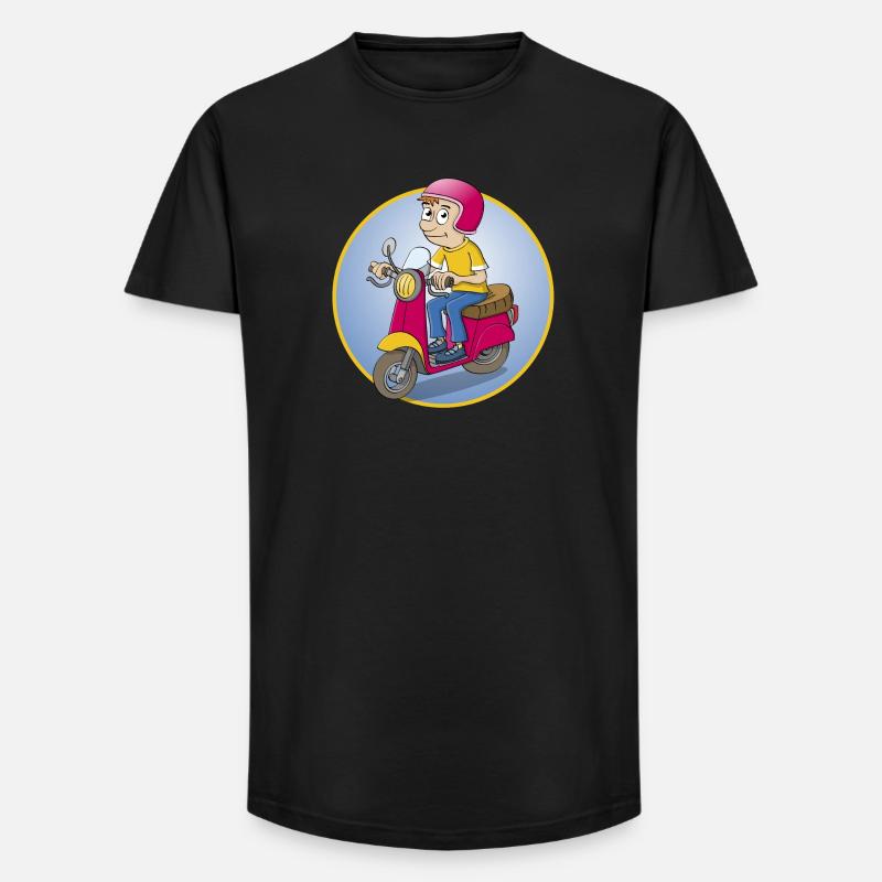 Der Rollerfahrer - Version1 - Long Fit Männer T-Shirt - Schwarz