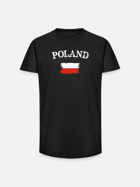 Poland Flag Brush Art - Long Fit Men's T-Shirt - black