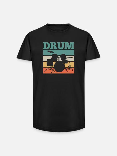 Drummer Drums Retro - Long Fit Men's T-Shirt - black