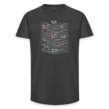 Cat - mouse - rabbit - bear - drawing illustration - Long Fit Men's T-Shirt - charcoal grey - Front - AI Model Male 185 light (185cm)