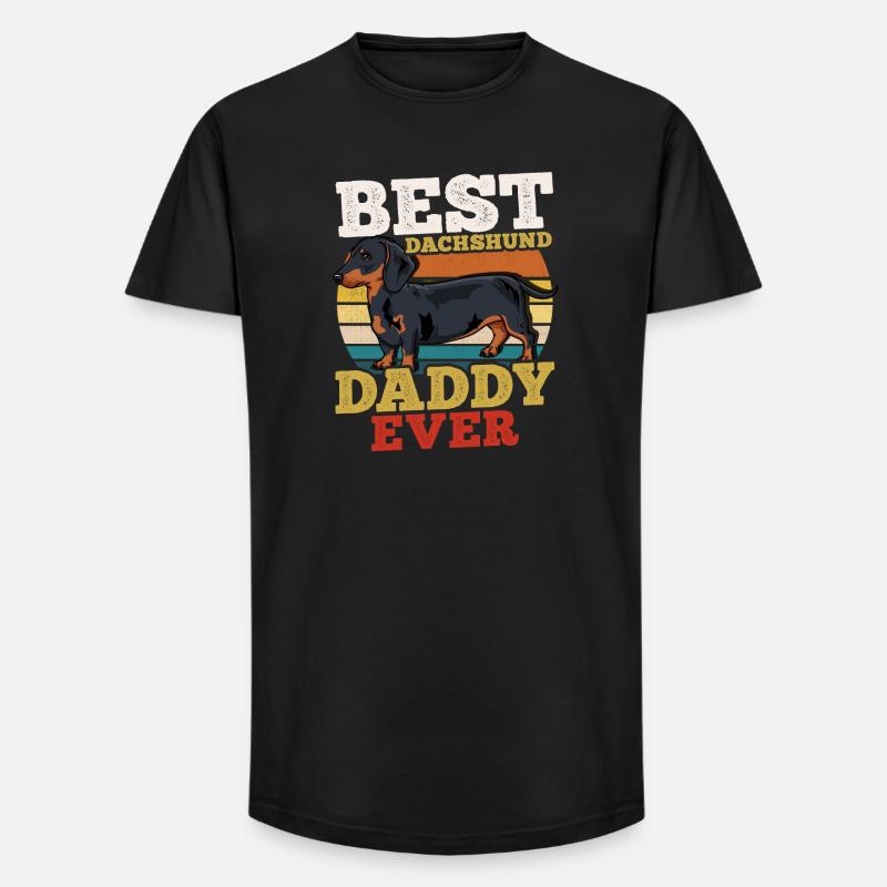Dackel Hundevater Retro - Long Fit Männer T-Shirt - Schwarz