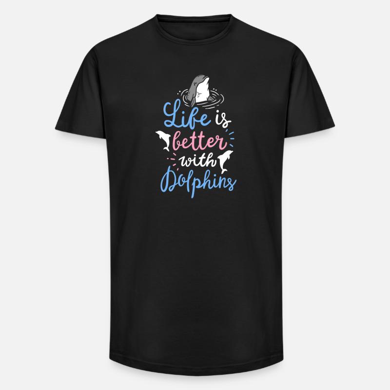 Delfin - Long Fit Männer T-Shirt - Schwarz