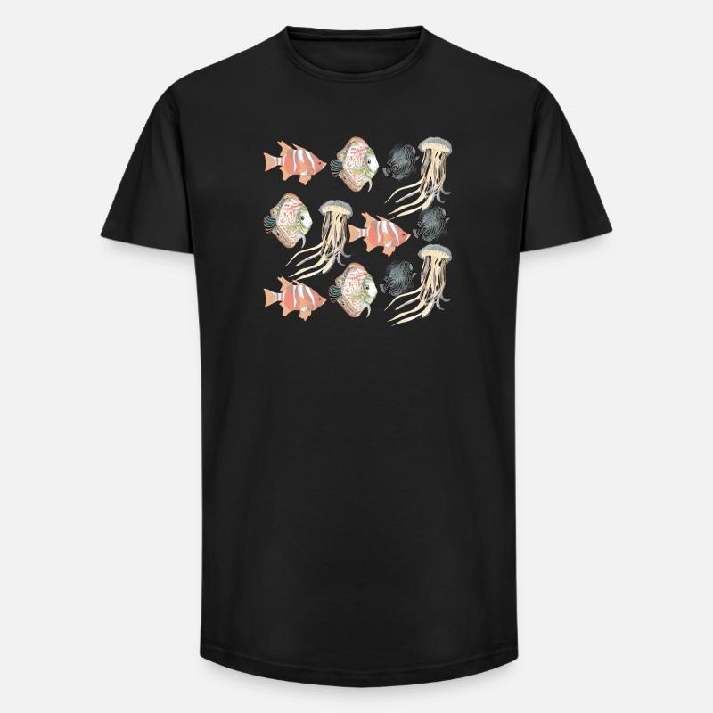 SEALIFE-MUSTER - Long Fit Männer T-Shirt - Schwarz