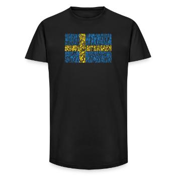 Drapeau de la Suède - T-shirt coupe longue homme - noir - Devant - AI Model Male 185 light (185cm)