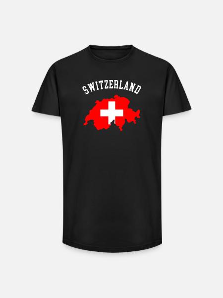 Switzerland Flag Map - Long Fit Men's T-Shirt - black