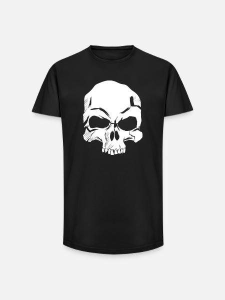 Detailed skull illustration - Long Fit Men's T-Shirt - black