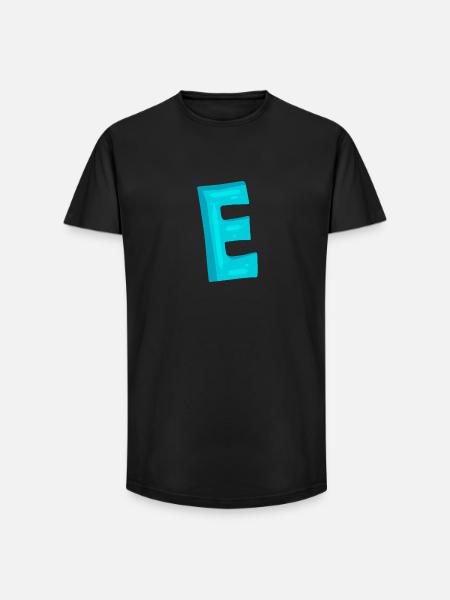 Lettre initiale E lettre - T-shirt coupe longue homme - noir
