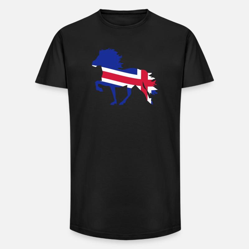 Islandpferd Flagge - Long Fit Männer T-Shirt - Schwarz