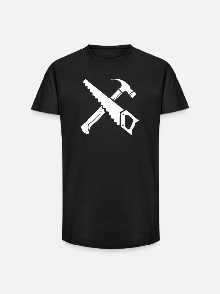 Saw Hammer Tool Symbol Gave Saw Ikon - Long fit herre T-shirt - sort