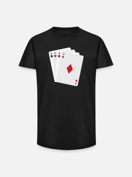 Four Minimalist Aces - Long Fit Men's T-Shirt - black