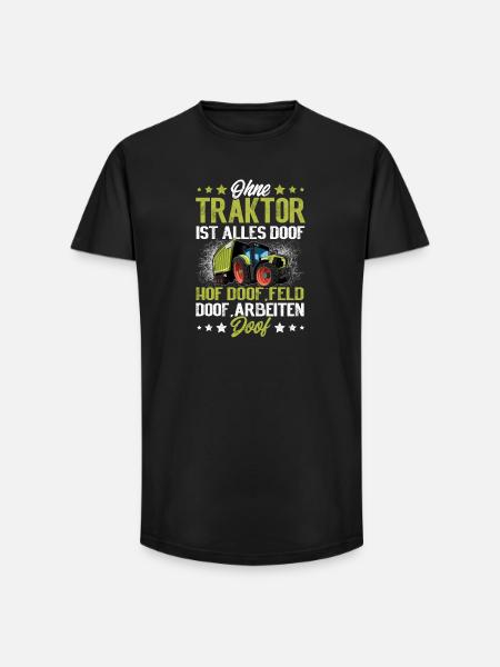 Landwirt Traktor - Long Fit Männer T-Shirt - Schwarz