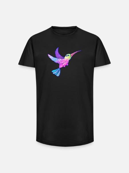 Colibri oiseau mignon animaux - T-shirt coupe longue homme - noir