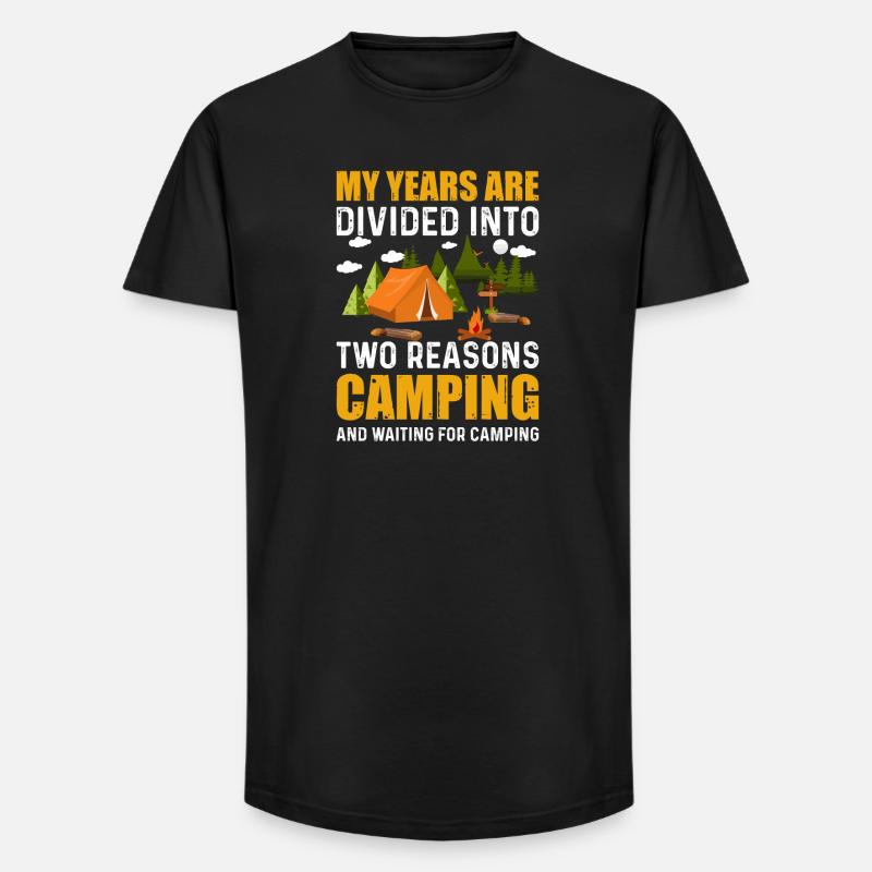 Camping - Long Fit Männer T-Shirt - Schwarz