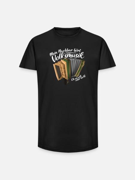 Mein Nachbar hört Volksmusik | ZiachON! - Long Fit Männer T-Shirt - Schwarz