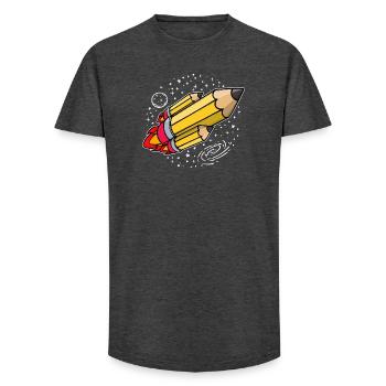 École début d’école crayon fusée lancement de l’école - T-shirt coupe longue homme - charbon - Devant - AI Model Male 185 light (185cm)