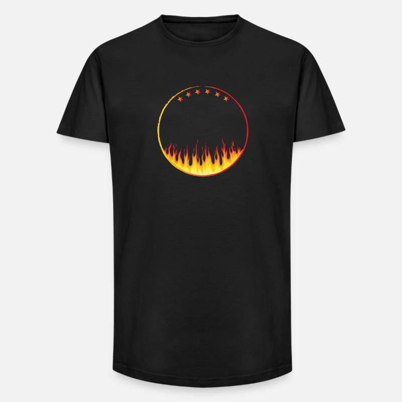 circle on fire with Stars - Long Fit Männer T-Shirt - Schwarz