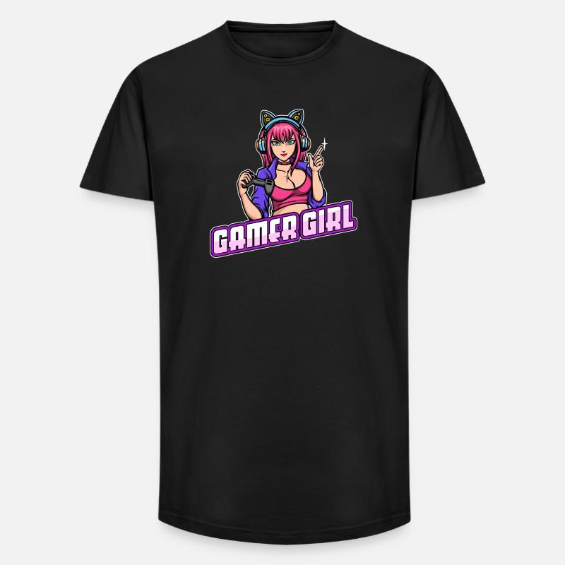 Gamer Königin Headset Controller Zocker - Long Fit Männer T-Shirt - Schwarz