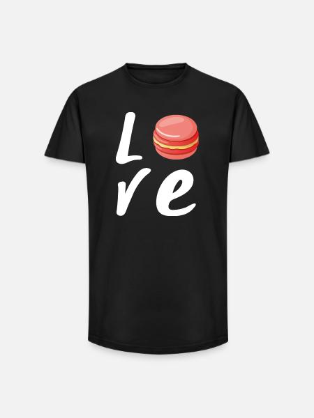Love Macaron strawberry - Kitchen Gift - Long Fit Men's T-Shirt - black