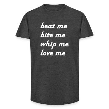 beat me me whip me - T-shirt coupe longue homme - charbon - Devant - AI Model Male 185 light (185cm)