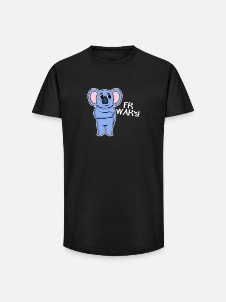 Koala Funny - He Was It - Long Fit Men's T-Shirt - black