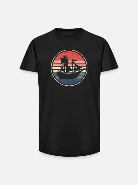 Boat ship sailing ship - Long Fit Men's T-Shirt - black