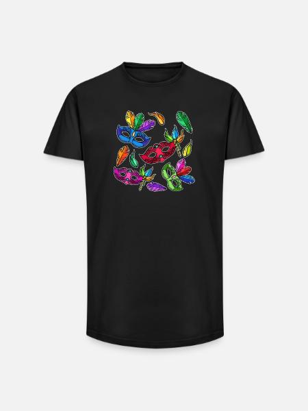 Kostüm Masken Karneval Fasching - Long Fit Männer T-Shirt - Schwarz