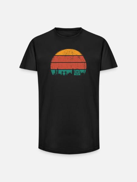 Sunset Skyline Silhouette - Long Fit Men's T-Shirt - black