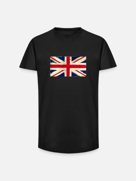 Vintage London Flag- Retro- London- UK - Long Fit Men's T-Shirt - black
