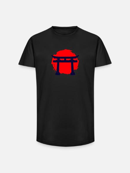 A Temple In A Red Sunset - Long Fit Men's T-Shirt - black
