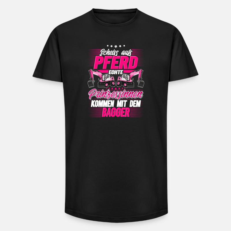 Baggerfahrerin - Long Fit Männer T-Shirt - Schwarz