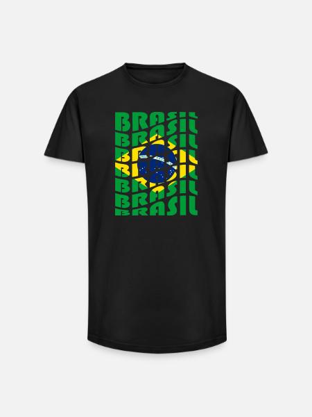 Brazil Lettering Flags Design - Long Fit Men's T-Shirt - black