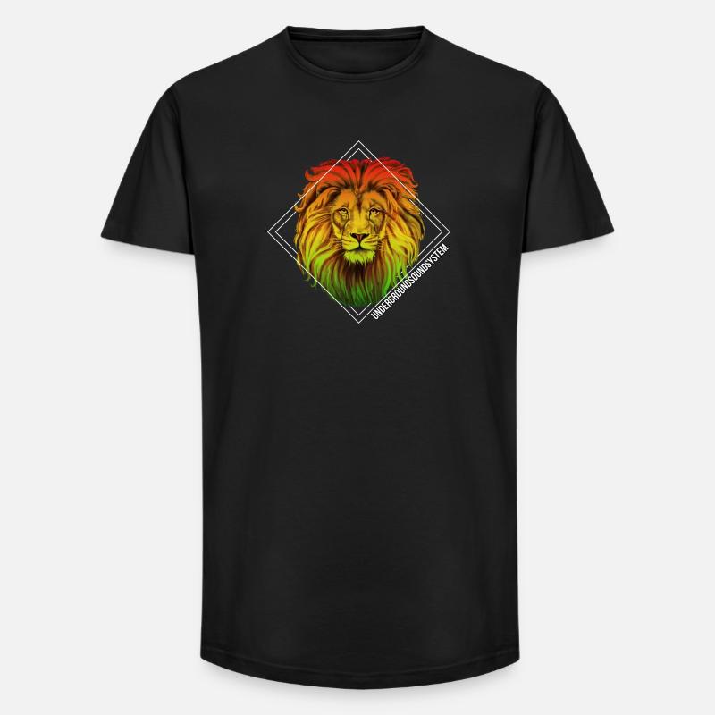 Rainbow Lion Diamond Pattern - Long Fit Men's T-Shirt - black