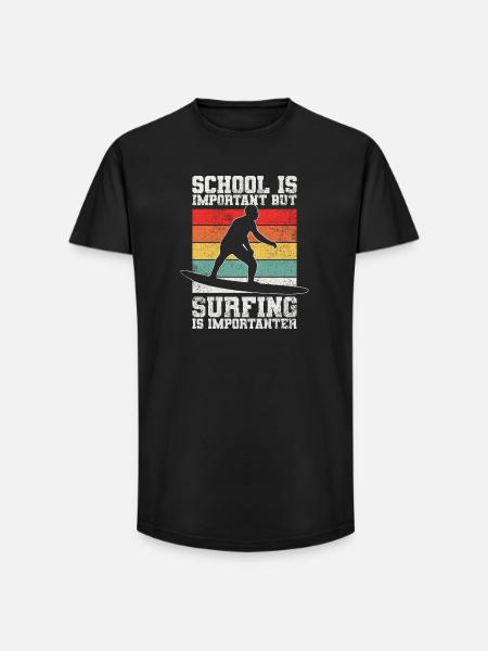 Surfen Surfer - Long Fit Männer T-Shirt - Schwarz
