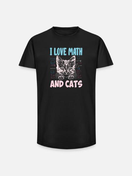Math Kitty Cat Jag älskar matte och katter matte lärare - T-shirt herr med lång passform - svart