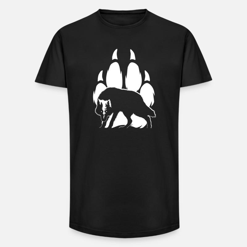 Silhouette und Wolfspfote - Long Fit Männer T-Shirt - Schwarz
