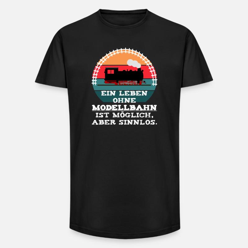 Modellbahn Eisenbahn Dampflok Spruch - Long Fit Männer T-Shirt - Schwarz
