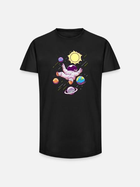 Astronaut Planeten - Long Fit Männer T-Shirt - Schwarz