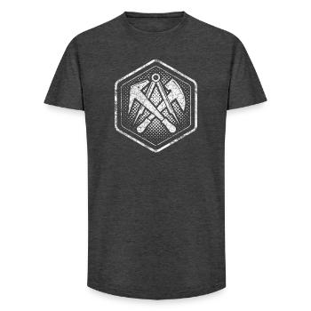 Guild sign roofer Hexagon in used look - Long Fit Men's T-Shirt - charcoal grey - Front - AI Model Male 185 light (185cm)