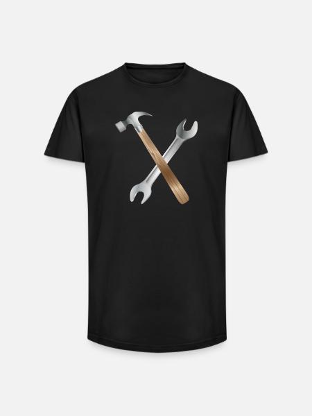 Wrench and carpenter's hammer - Long Fit Men's T-Shirt - black