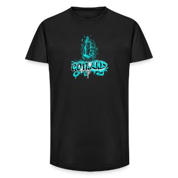 Gotland Graffiti Leuchtturm Design - Long Fit Männer T-Shirt - Schwarz - Vorne - AI Model Male 185 light (185cm)