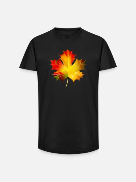 beautifully glowing autumn maple leaf - Long Fit Men's T-Shirt - black