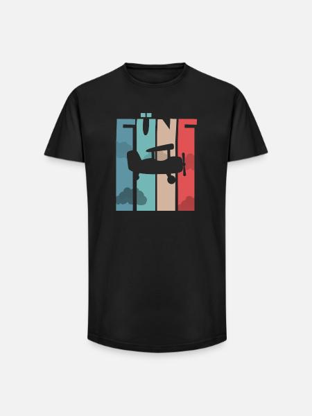 Flugzeug 5 Jahre Kinder - Long Fit Männer T-Shirt - Schwarz