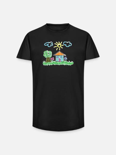 Drawing Kids Sun - Long Fit Men's T-Shirt - black