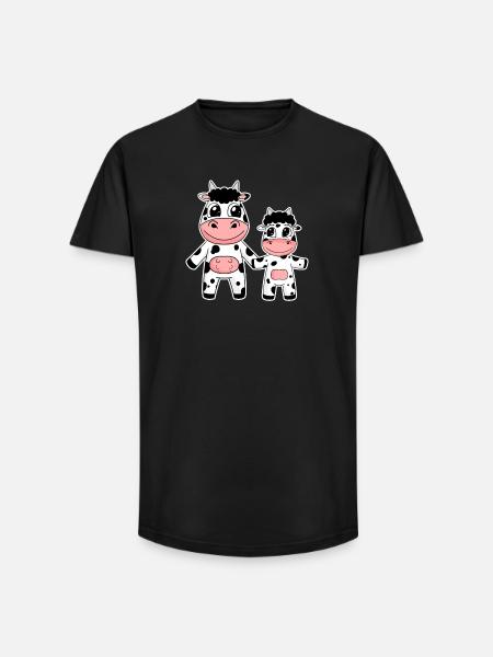 Ko Familie - Ko med Baby - Ko Motiv - Long fit herre T-shirt - sort