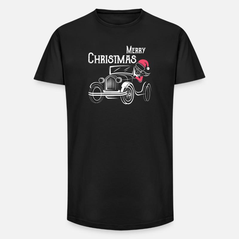 christmas oldtimer Autos lustiger Weihnachtsmann - Long Fit Männer T-Shirt - Schwarz