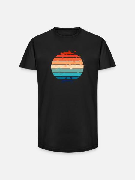 Splatter Retro Sunset - Long Fit Men's T-Shirt - black
