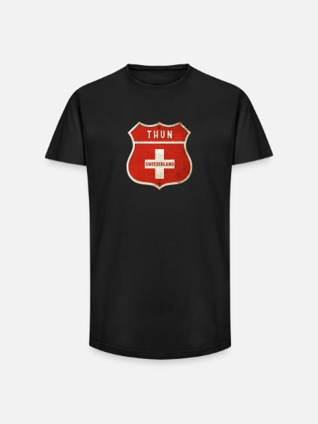 Thoune Suisse Armoiries Drapeaux Design - T-shirt coupe longue homme - noir